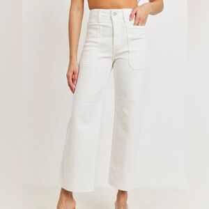 Just Black Denim White Flare Wide Leg Jeans